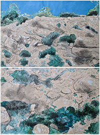 Acrylic and charcoal on paper, (12x 45x60cm) 180x180cm, 2022