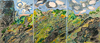 Acrylic and oil on wood panels, 366x158cm (3x:120x155cm), 2020